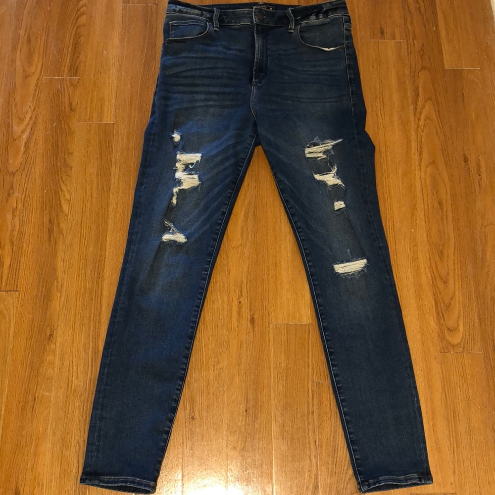 Abercrombie and Fitch high rise dark denim jeans